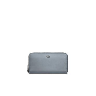 Men Long Zipped Wallet Grained Cal - 11G Deep Grey