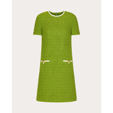 Tweed Dress - Celery Green/Avorio