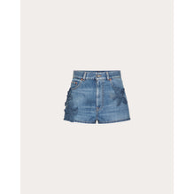 Partial Embroidery Shorts - Medium Blue Denim