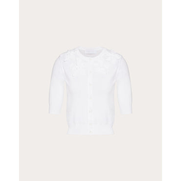 Partial Embroidery Top - Bianco