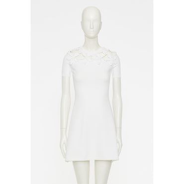 Partial Embroidery Dress - Bianco