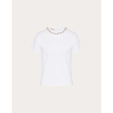 Partial Embroidery TShirt - Bianco