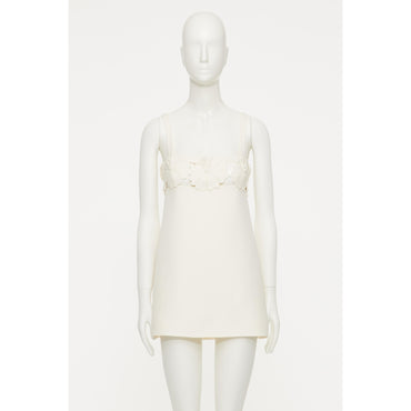 Partial Embroidery Dress - Avorio