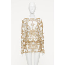 Allover Embroidery Dress - Gold