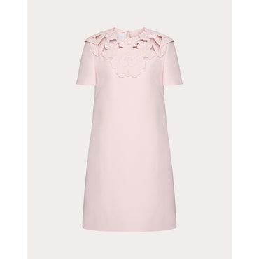 Partial Embroidery Dress - Grey Rose