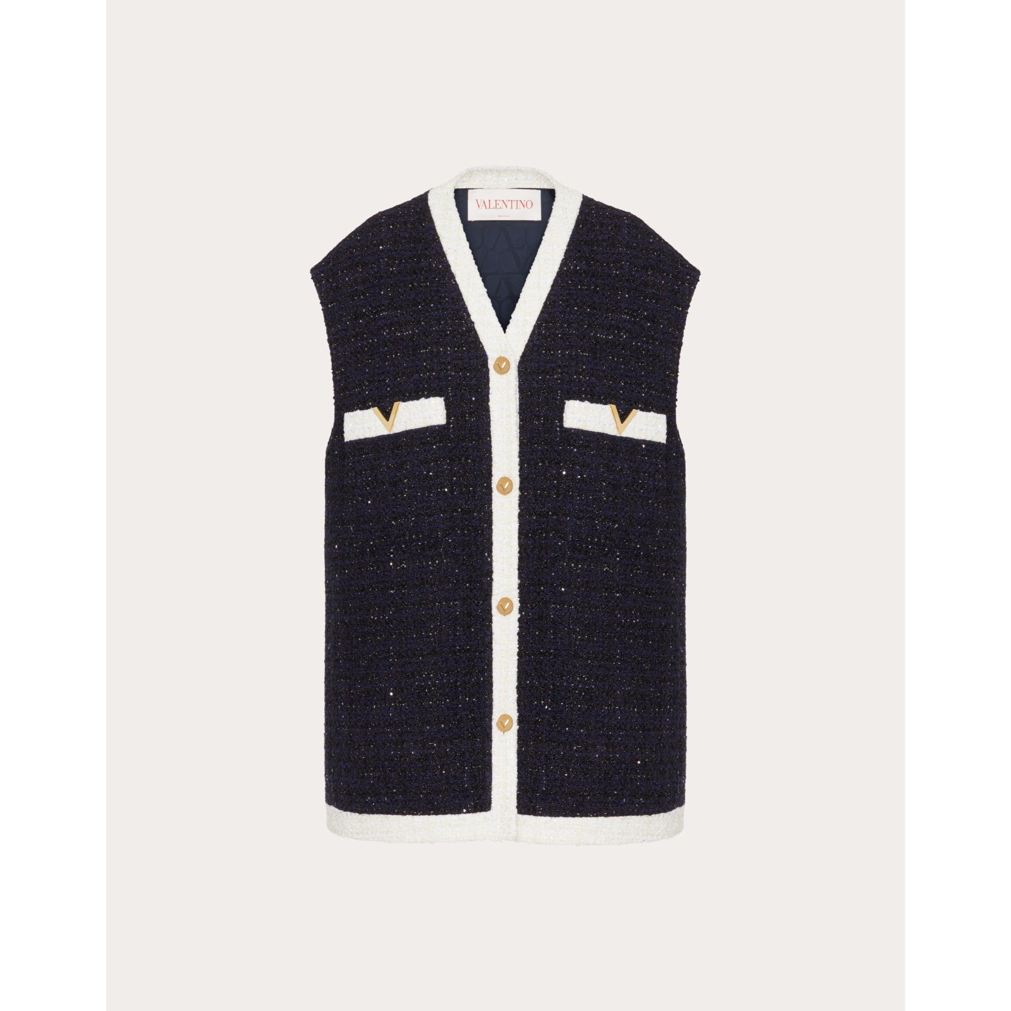 Tweed Vest - Navy Lurex/Avorio Lurex