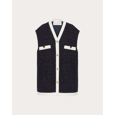 Tweed Vest - Navy Lurex/Avorio Lurex