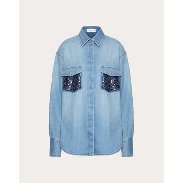 Embroideries Shirt - Denim Blu Lav Chiaro