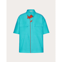 Flowers Embroideries Shirt - Turchese/Arancio