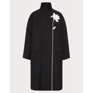 Flowers Embroideries Coat - Nero