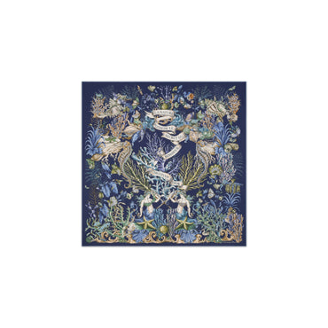 Women W Scarf-90X90 - 583 Fantaisie Fond Bleu