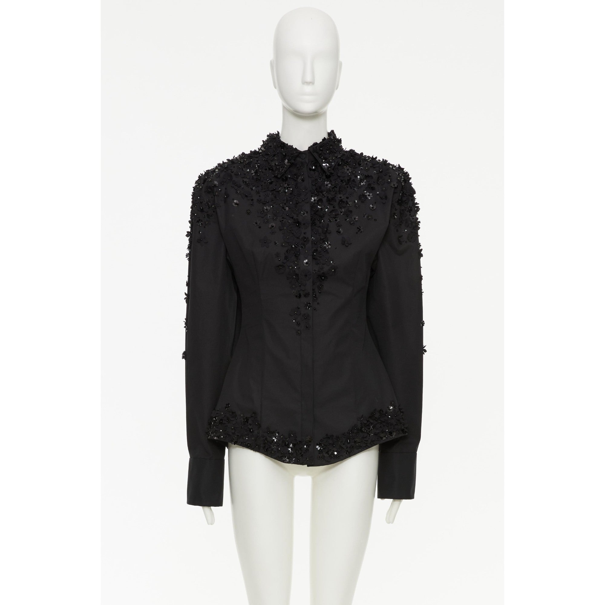 Partial Embroidery Shirt - Nero