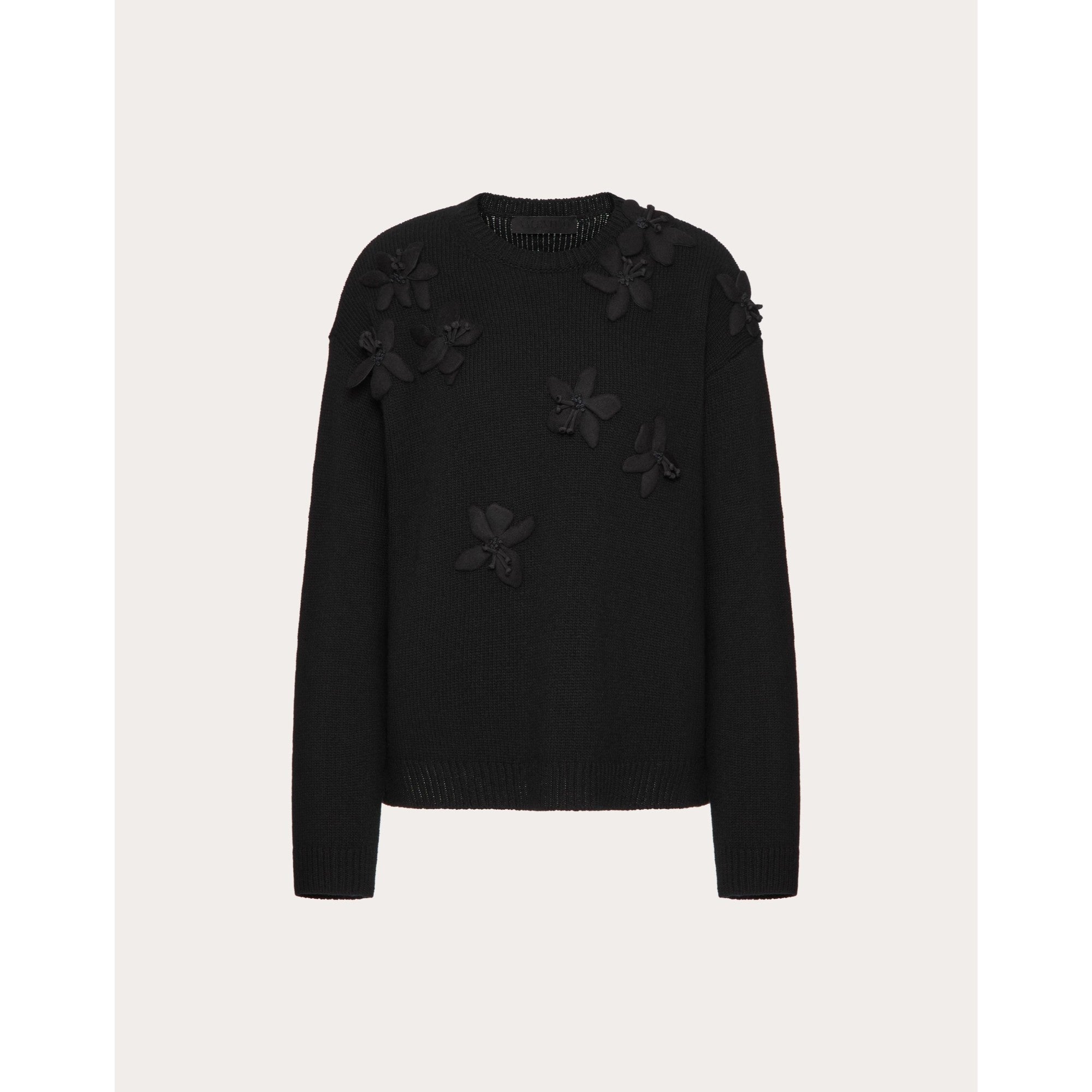 Partial Embroidery Sweater - Nero