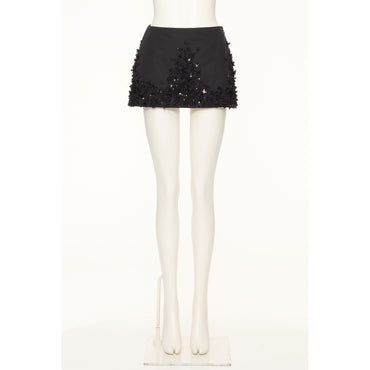 Partial Embroidery Skirt - Nero