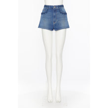 Partial Embroidery Shorts - Medium Blue Denim