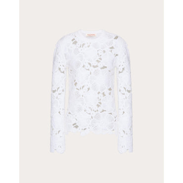 Partial Embroidery Top - Avorio