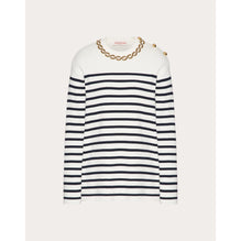 Partial Embroidery Top - Navy/Avorio