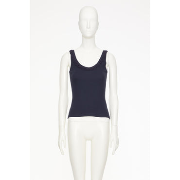 Partial Embroidery Top - Navy