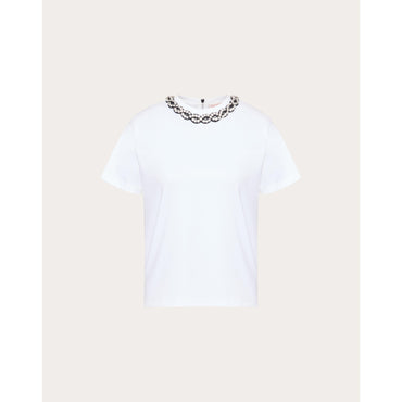 Partial Embroidery TShirt - Bianco