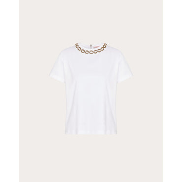 Partial Embroidery TShirt - Bianco