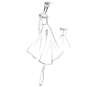 Partial Embroidery Dress - Nero