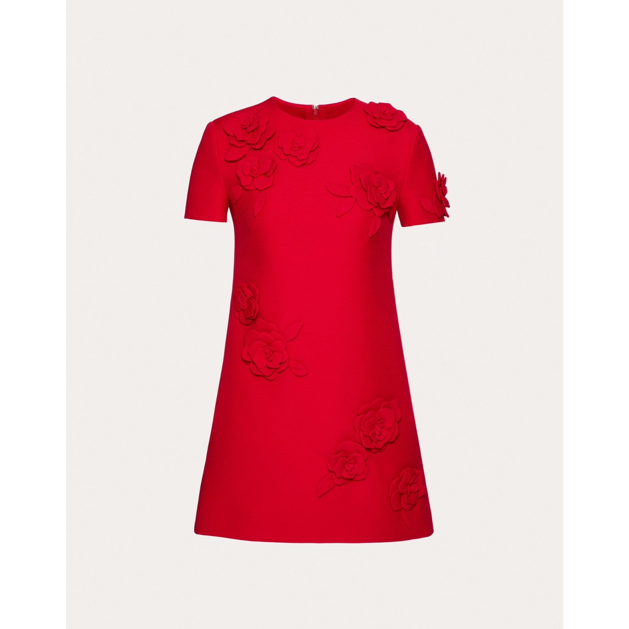Partial Embroidery Dress - Rosso