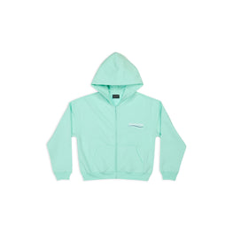 Women's Small Fit Zip Up Hoodie - Mint/White/Blue