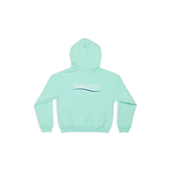 Women's Small Fit Zip Up Hoodie - Mint/White/Blue