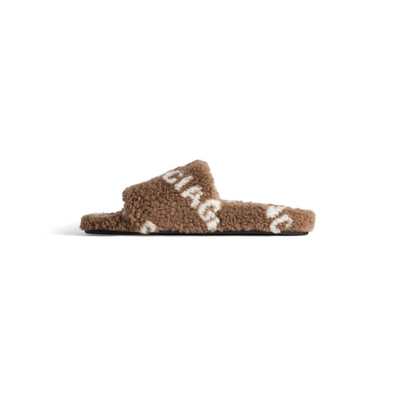 Women's Furry Slide Fake Fur/Log All - Dark Mink Grey/White