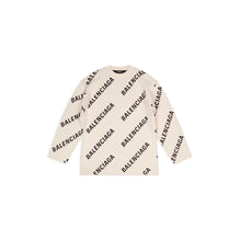 Men's L/S All Over Logo Crewneck - Chalky White/Black