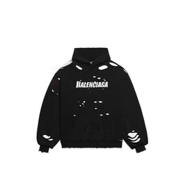 Men's Destroyed Hoodie - Black/White