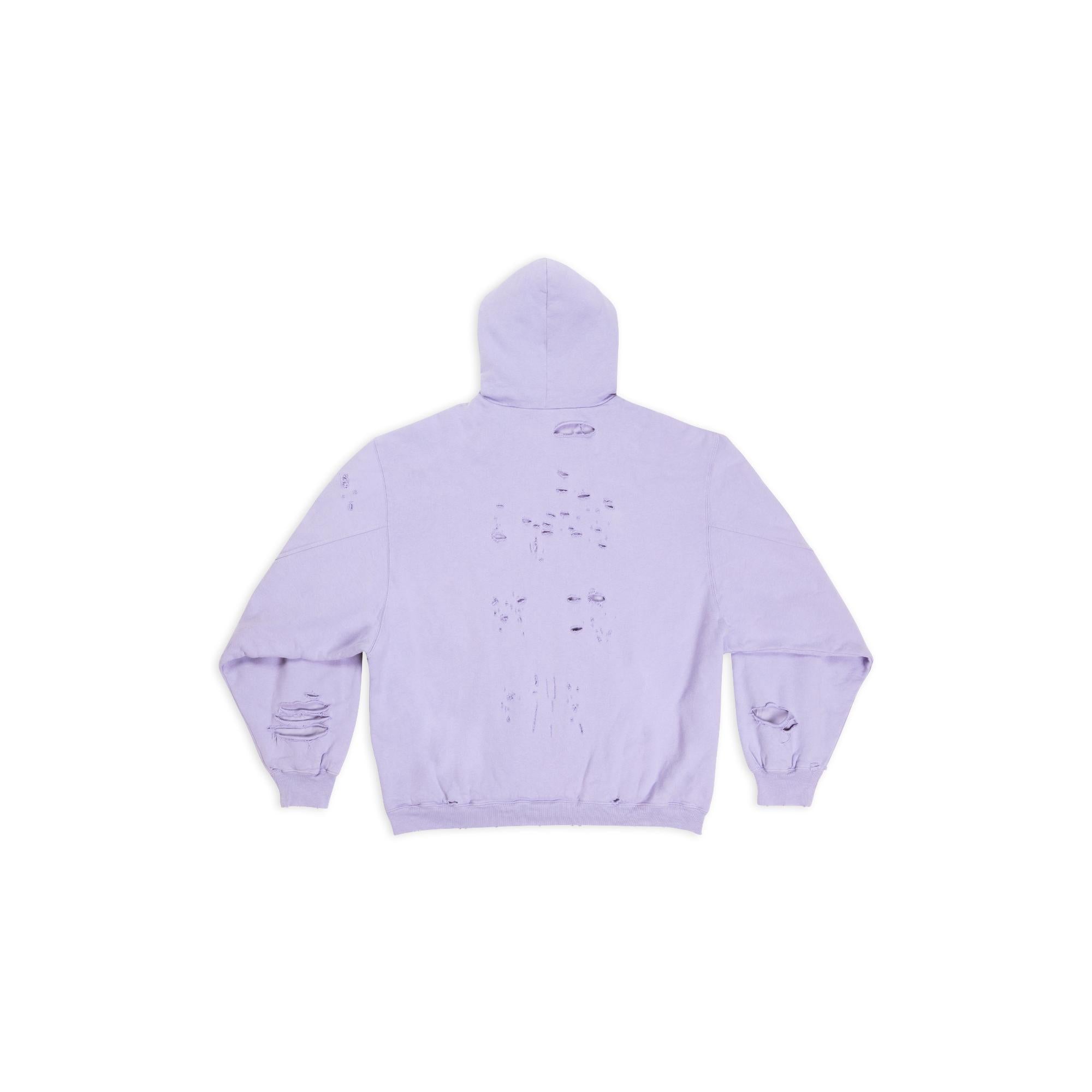 Men's Destroyed Hoodie - Light Purple/White