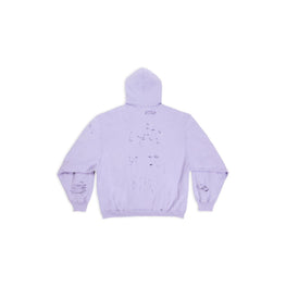 Men's Destroyed Hoodie - Light Purple/White