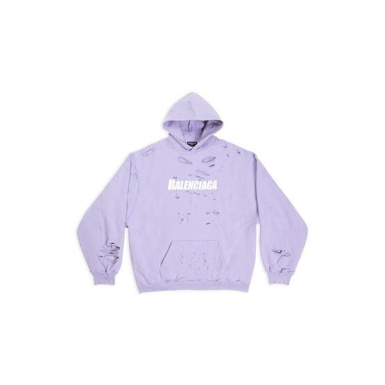 Men's Destroyed Hoodie - Light Purple/White