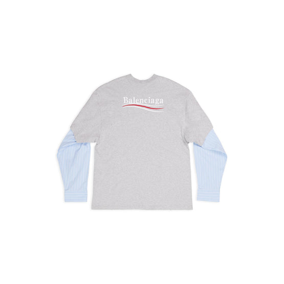 Men's Layered T-Shirt - Heather Gr/White/Red