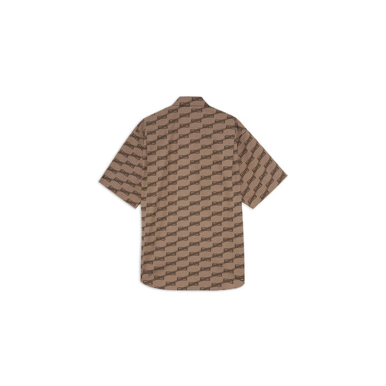 Men's S/S Large Fit Shirt - Beige/Brown