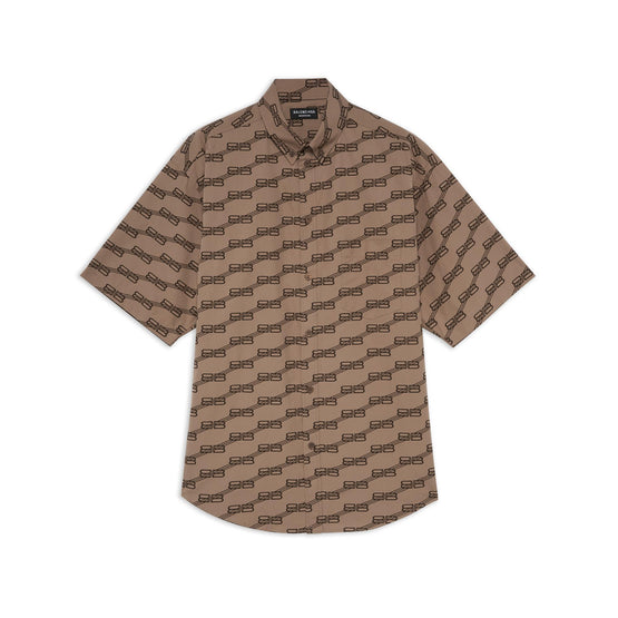 Men's S/S Large Fit Shirt - Beige/Brown