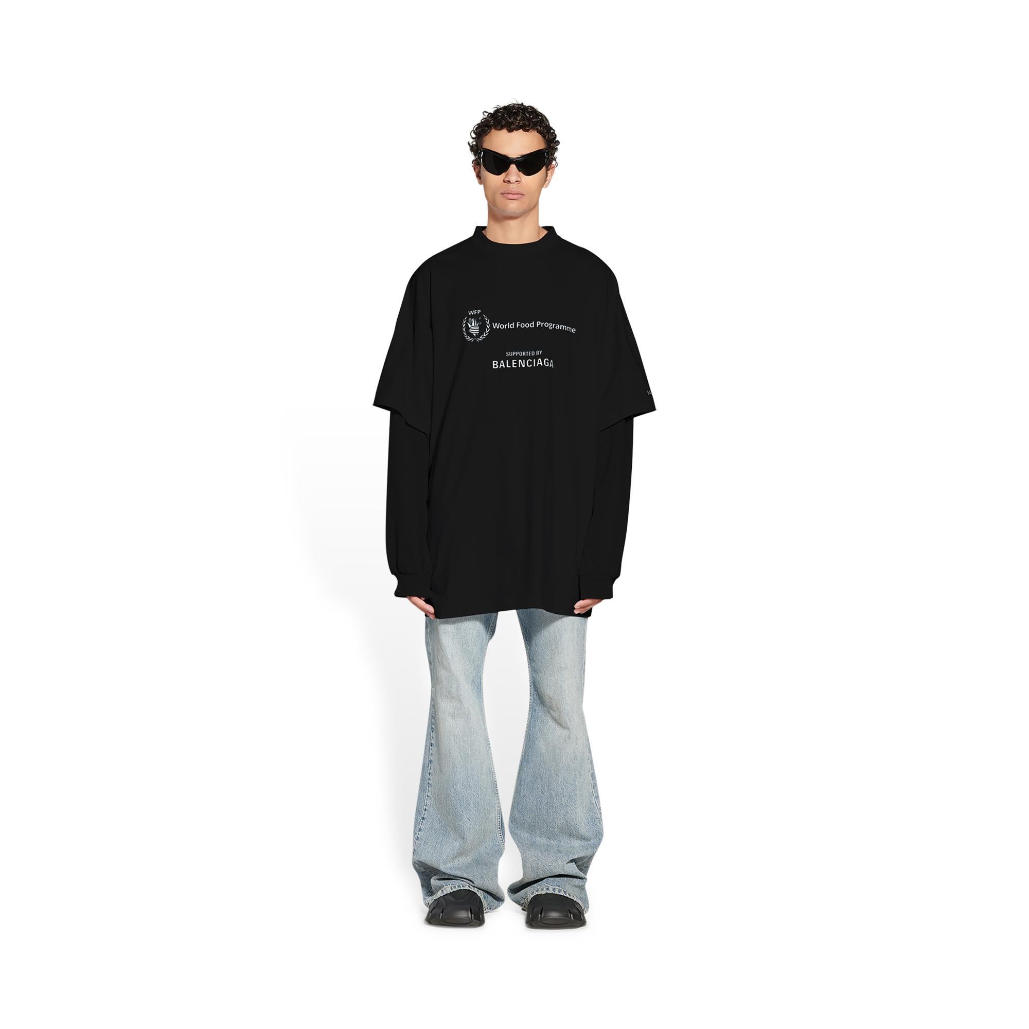 Men's Double Sleeves T-Shirt - Black/White