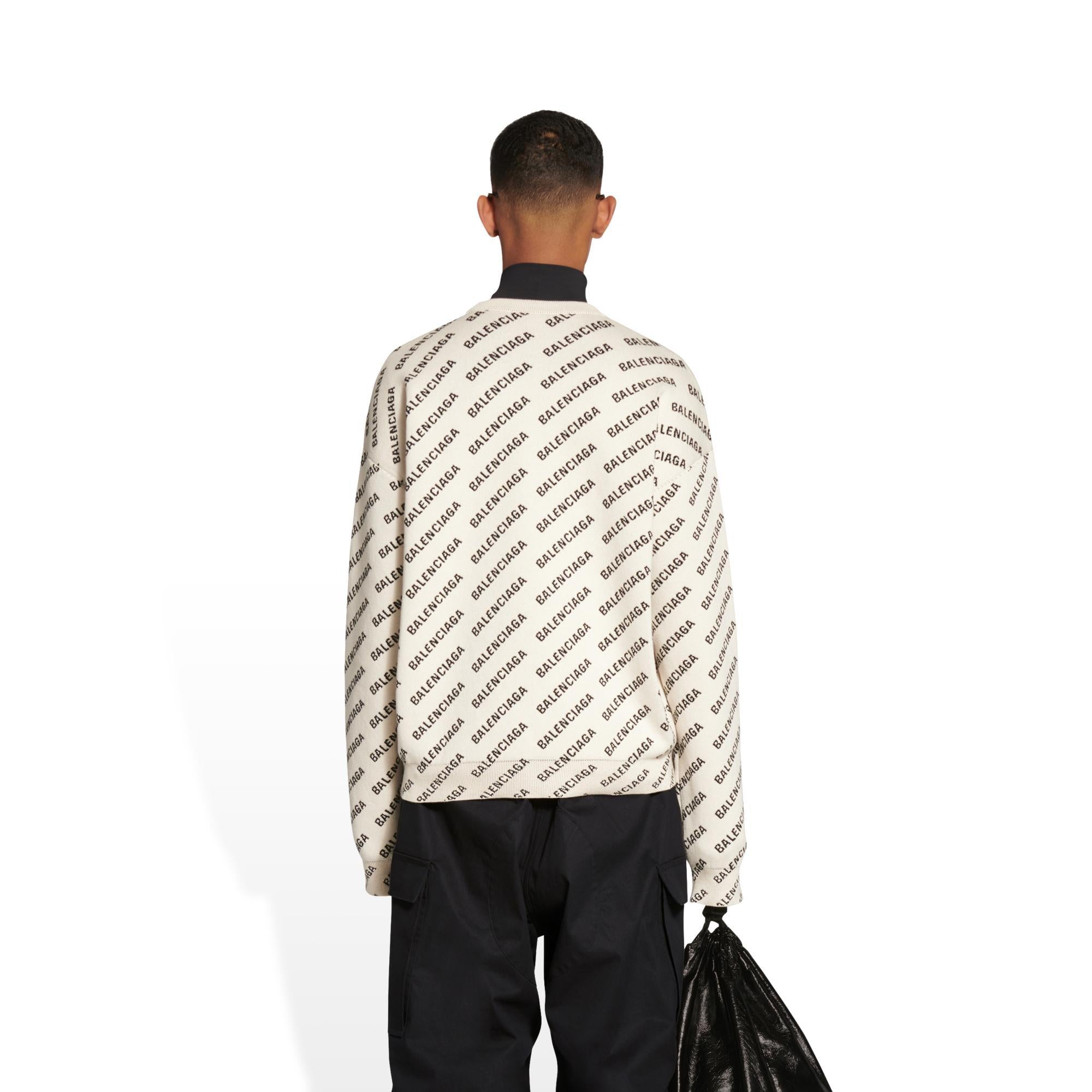 Men's All-Over Crewneck - Chalky White/Black