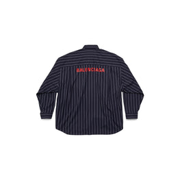 Men's Oversized Shirt - Navy/White