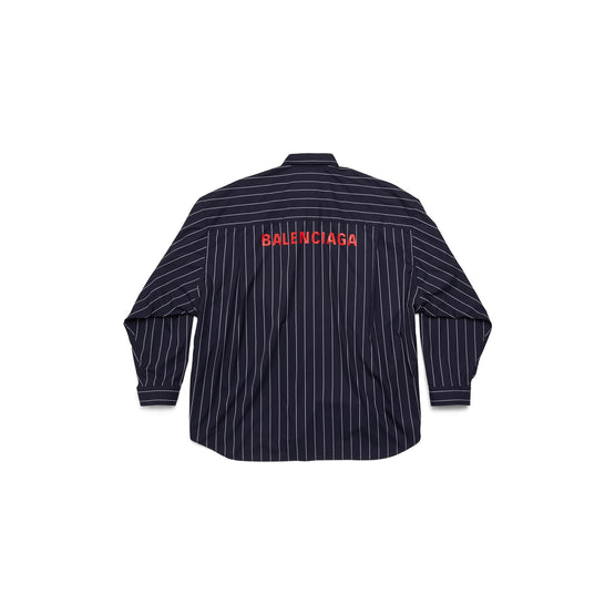 Men's Oversized Shirt - Navy/White