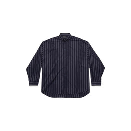 Men's Oversized Shirt - Navy/White