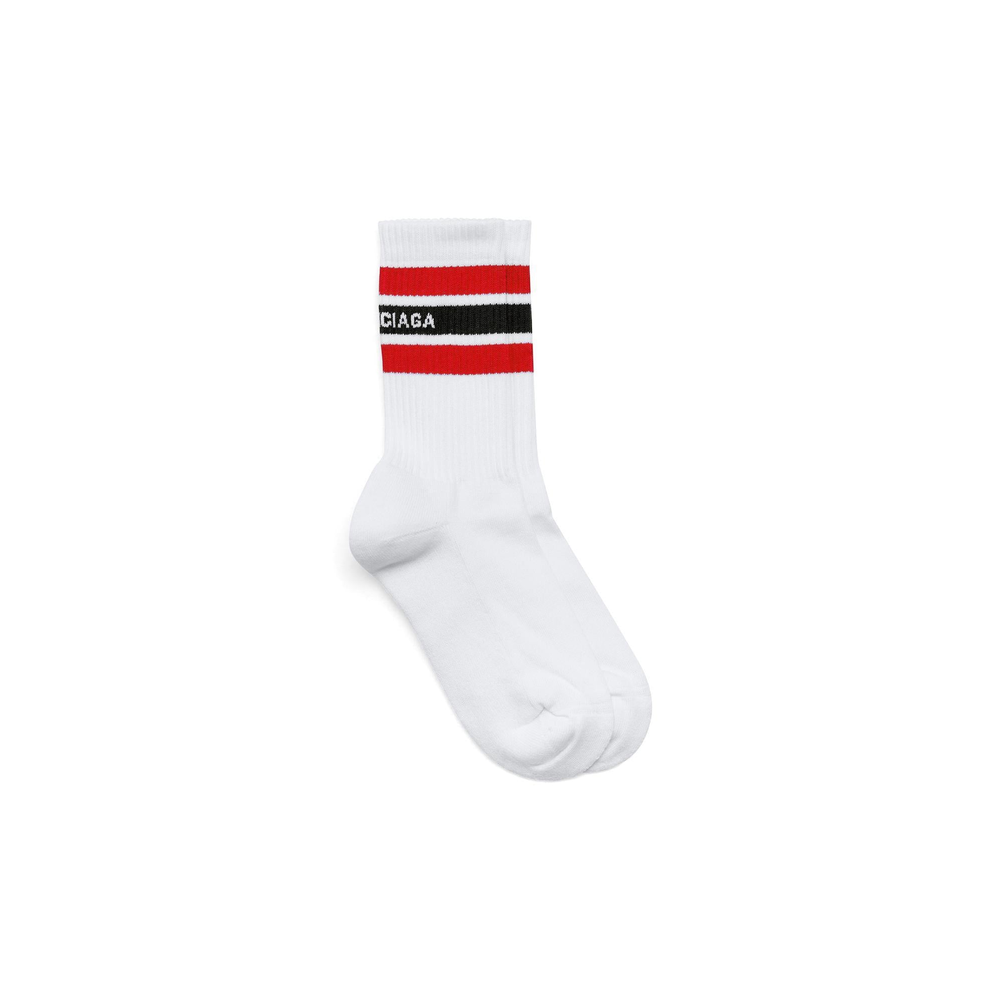 Men's Socks Stripes Socks - White/Black/Red