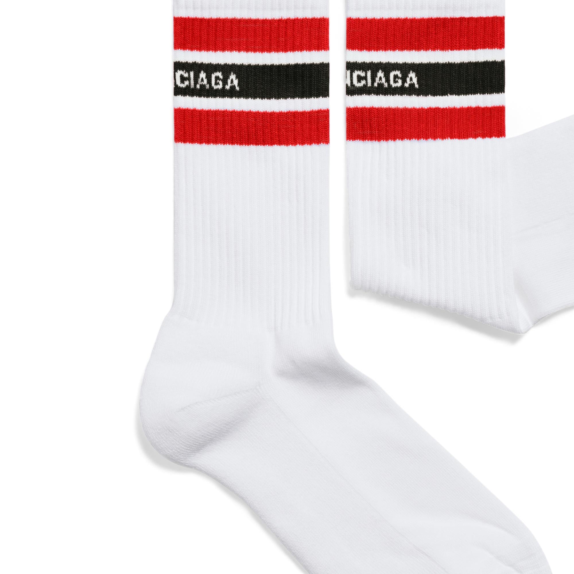 Men's Socks Stripes Socks - White/Black/Red