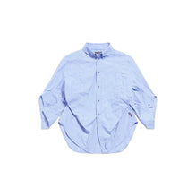 Women's Diy Twisted Sleeve Shirt - Blue/Light Blue