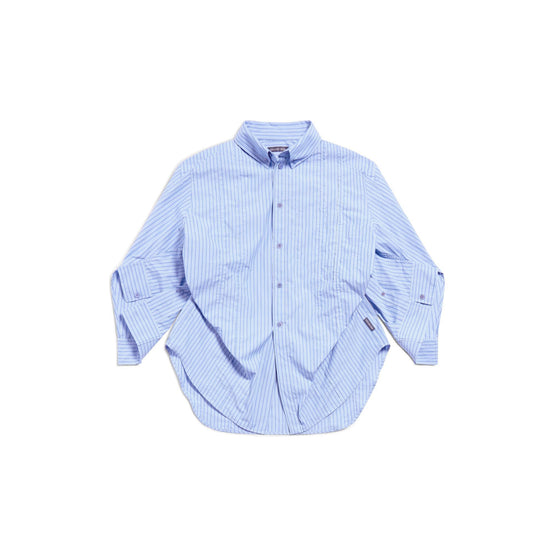 Women's Diy Twisted Sleeve Shirt - Blue/Light Blue