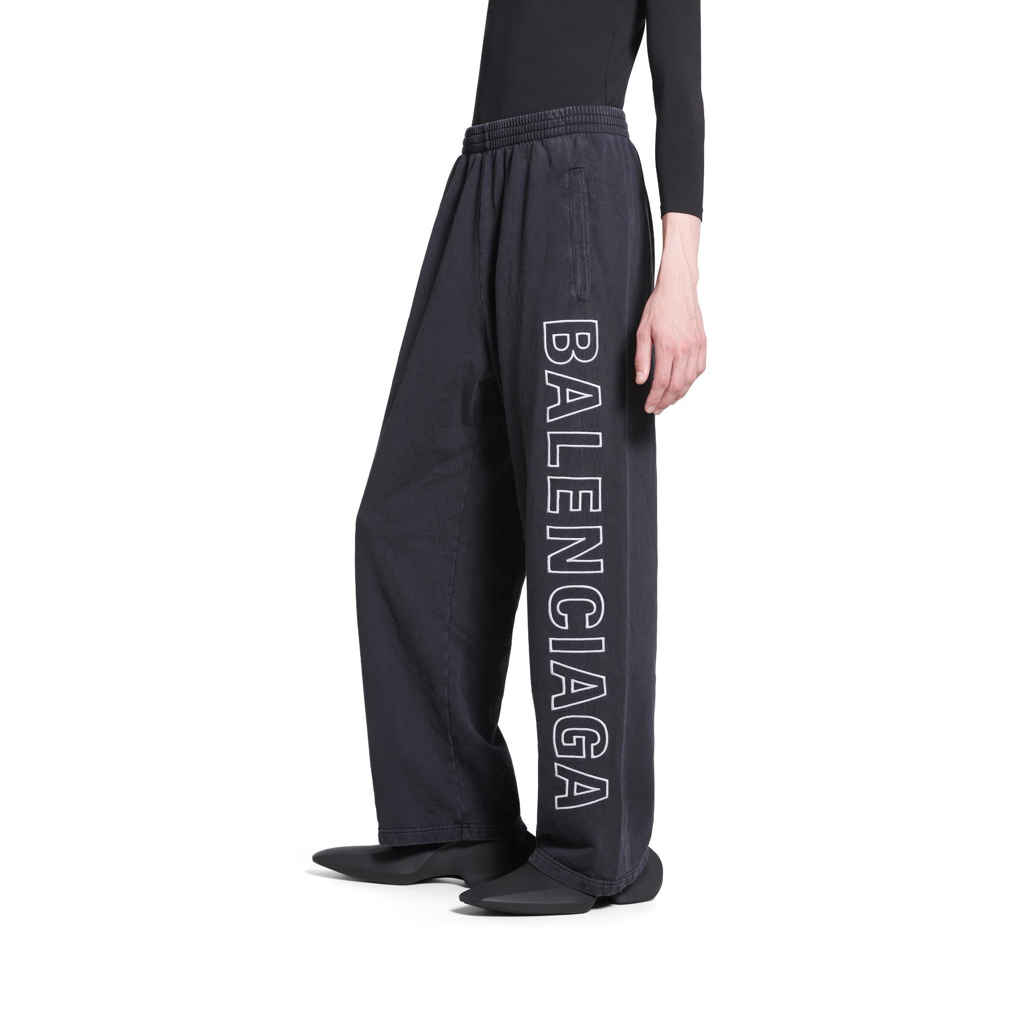 Men's Baggy Sweatpants - Washed Black/White