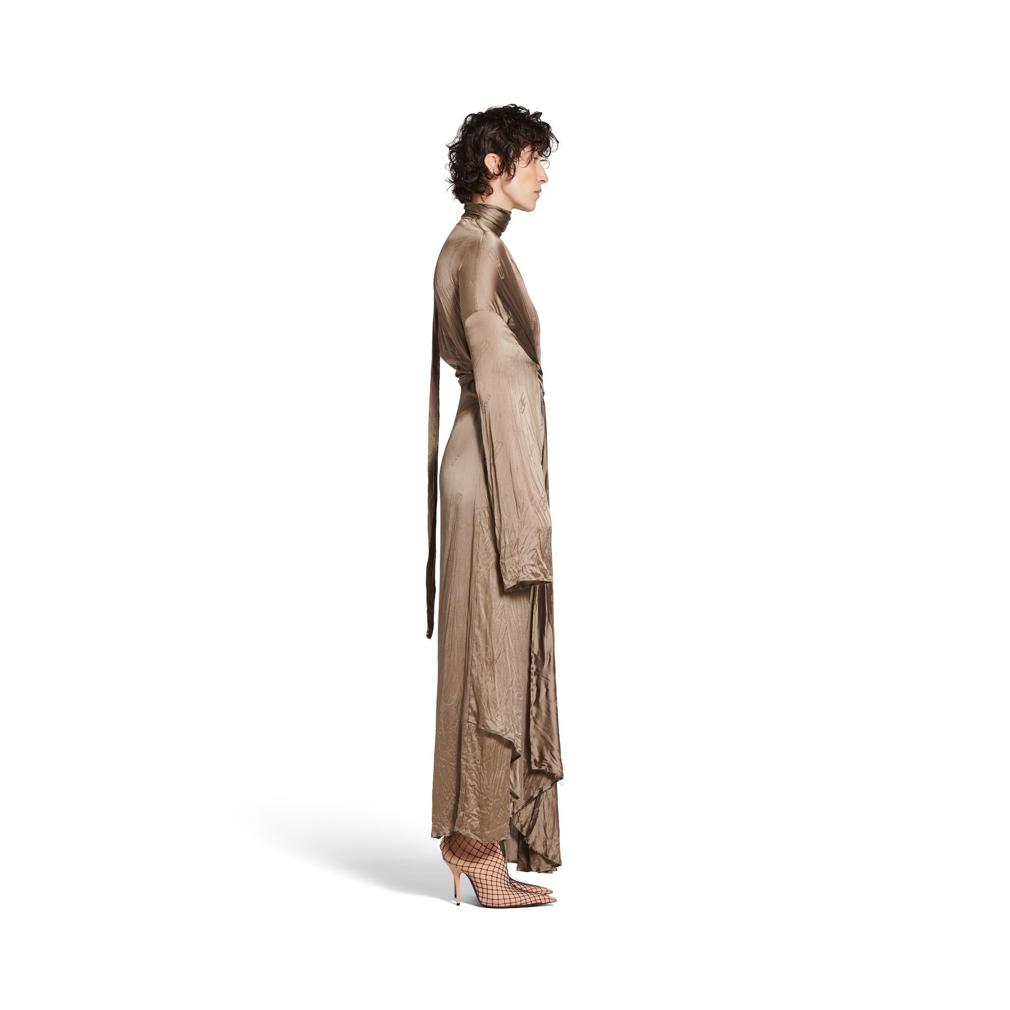 Women's Front Drape Dress - Dark Beige