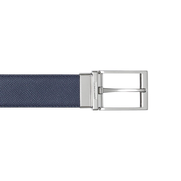 Reversible Grainy Leather Belt - Navy/Black/Silver