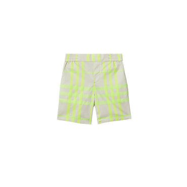 Check Cotton Blend Shorts - Vivid Lime Ip Chk
